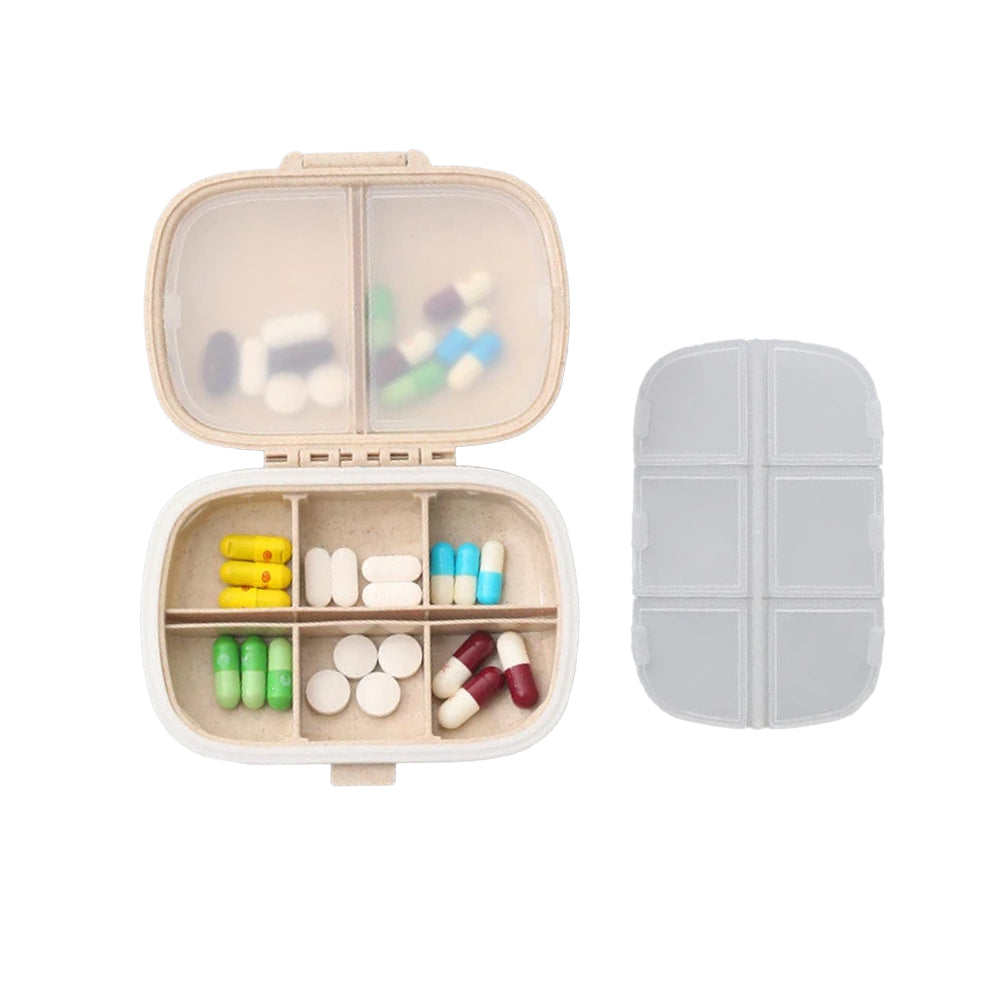 Pill Box Medicine Organizer Dispenser Box Case Travel Tablet Container Holder -Beige