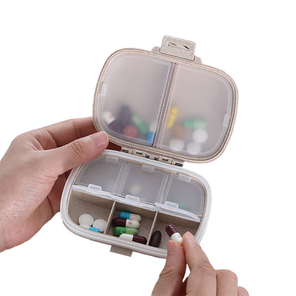 Pill Box Medicine Organizer Dispenser Box Case Travel Tablet Container Holder -Beige