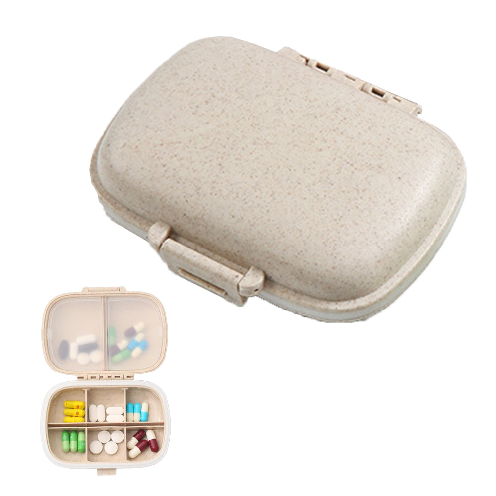 Pill Box Medicine Organizer Dispenser Box Case Travel Tablet Container Holder -Beige