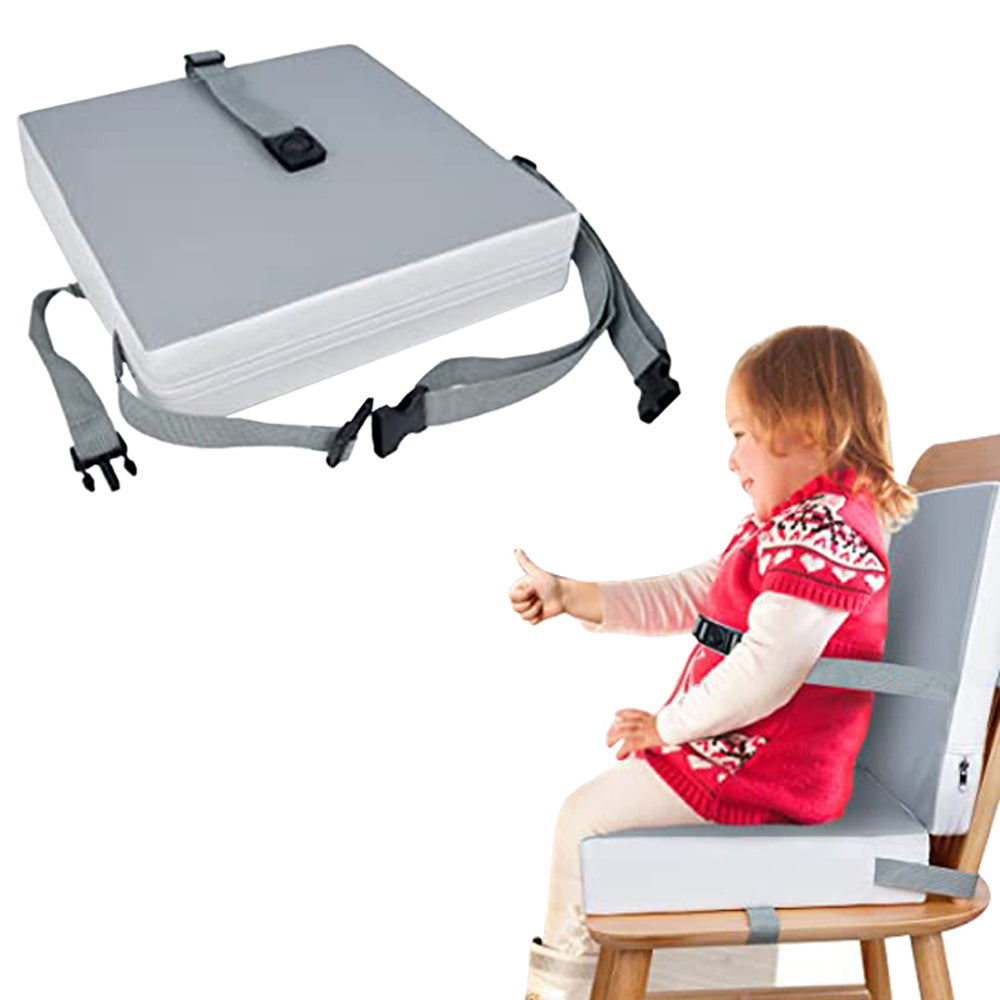 2-Piece Set Portable Kids Booster Seat for Dining Table Chair Seat Mat with Adjustable Safety Buckle Straps