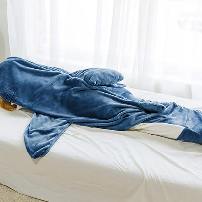 Shark Hoodie Blanket Hooded Blanket Cartoon Sleeping Bag Flannel Wearable Adult Throw Blanket