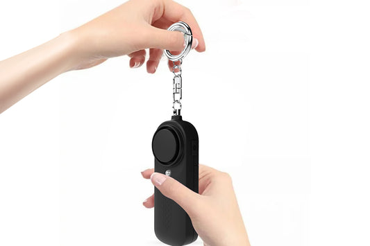 Self Defense Alarm Keychain with Mini Emergency LED Flashlight-Black