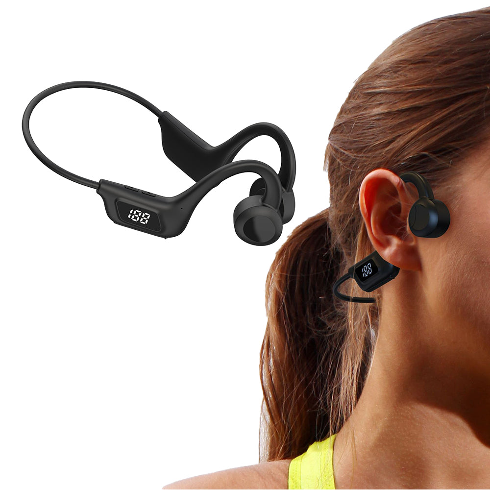 Bone Conduction Headphones Air Conduction Headphones Wireless Bluetooth 5.2 Sweatproof Sport Earphone -Black