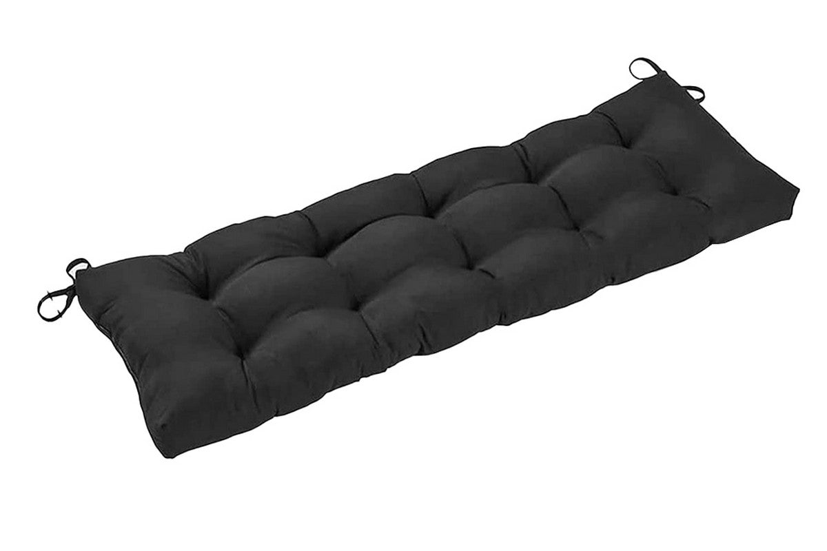 Outdoor Loveseat Cushion Outdoor Bench Cushion Long Seat Pad with Ties for Indoor Outdoor Furniture-Black
