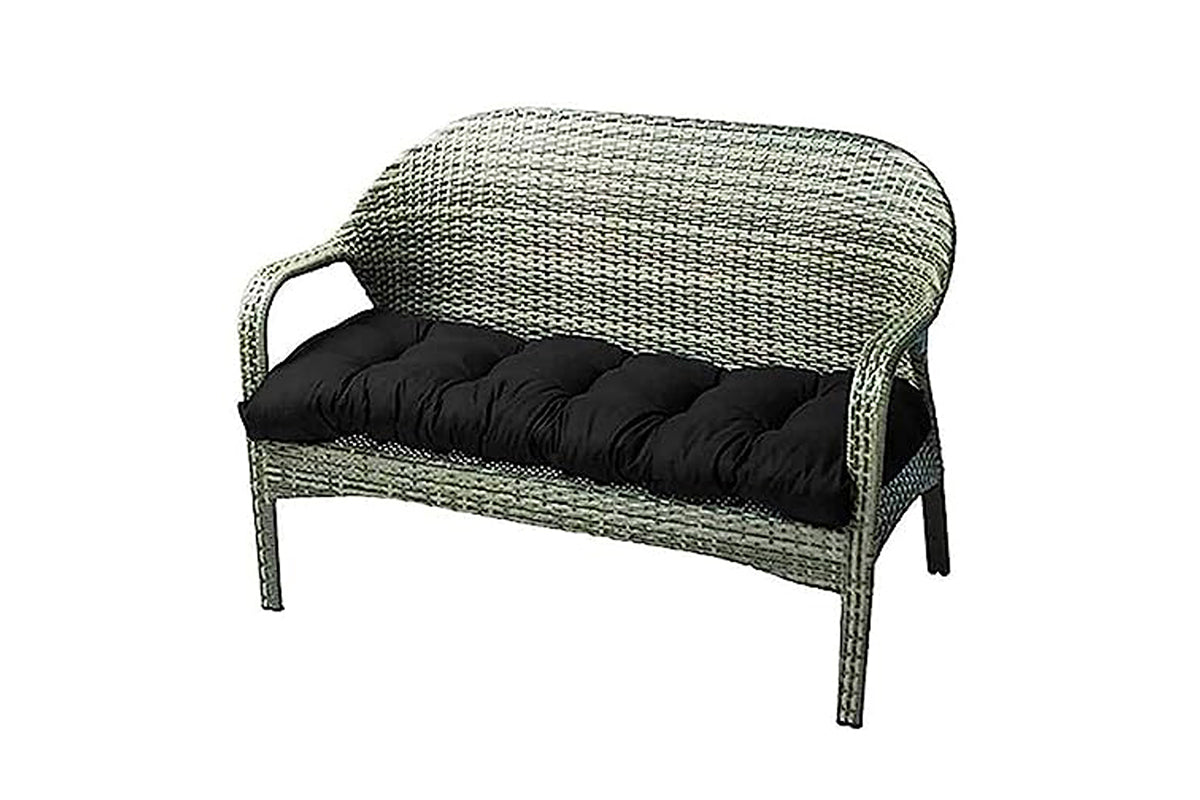 Outdoor Loveseat Cushion Outdoor Bench Cushion Long Seat Pad with Ties for Indoor Outdoor Furniture-Black