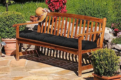 Outdoor Loveseat Cushion Outdoor Bench Cushion Long Seat Pad with Ties for Indoor Outdoor Furniture-Black