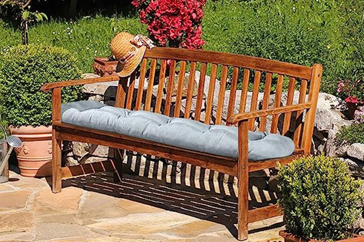 Outdoor Loveseat Cushion Outdoor Bench Cushion Long Seat Pad with Ties for Indoor Outdoor Furniture-Grey