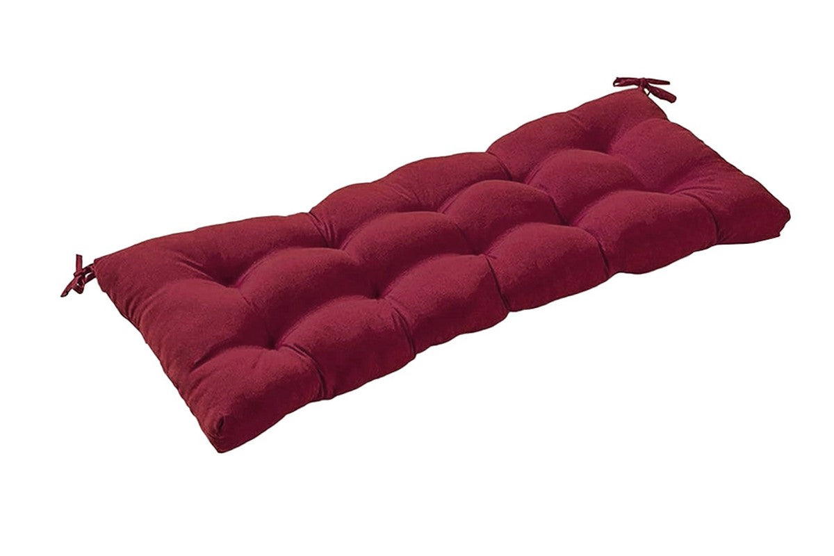 Outdoor Loveseat Cushion Outdoor Bench Cushion Long Seat Pad with Ties for Indoor Outdoor Furniture-Wine Red