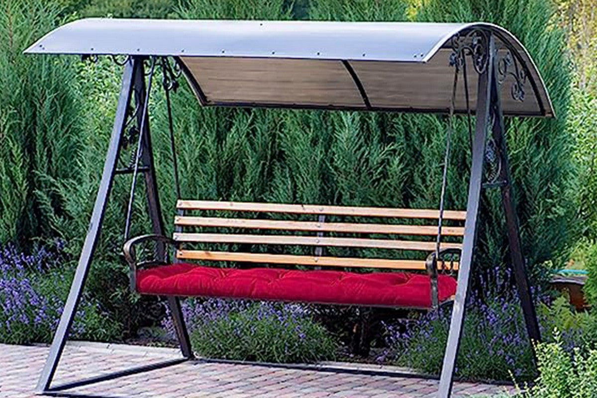 Outdoor Loveseat Cushion Outdoor Bench Cushion Long Seat Pad with Ties for Indoor Outdoor Furniture-Wine Red