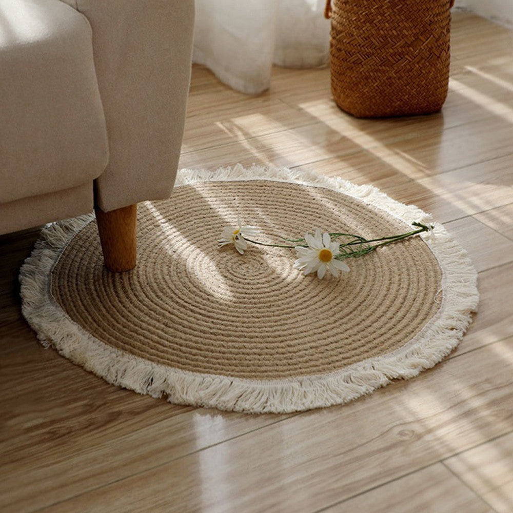 Braided Floor Mat Soft Jute Floor Mat for Home Room Office Style 1