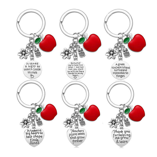 6Pcs Teacher Appreciation Keychain Teacher Key Chain Gifts TeachersDay Gift Teacher Birthday Gift