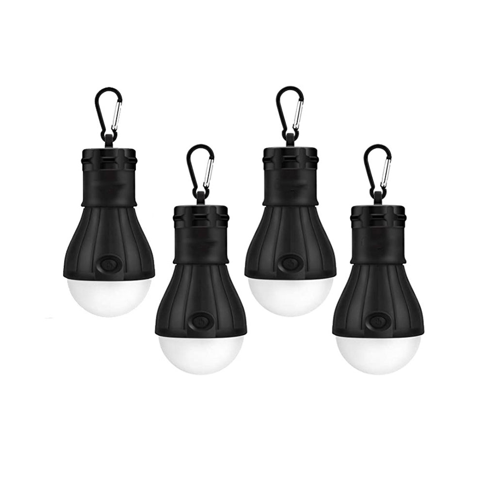 4PCS LED Camping Tent Light Bulb Portable Outdoor Hanging Fishing Lantern Black