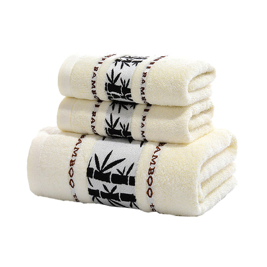 3pcs Absorbent Towels Soft Bamboo Fiber Towel for Bathroom Kitchen Baby Wash Hand Bath Towel -White