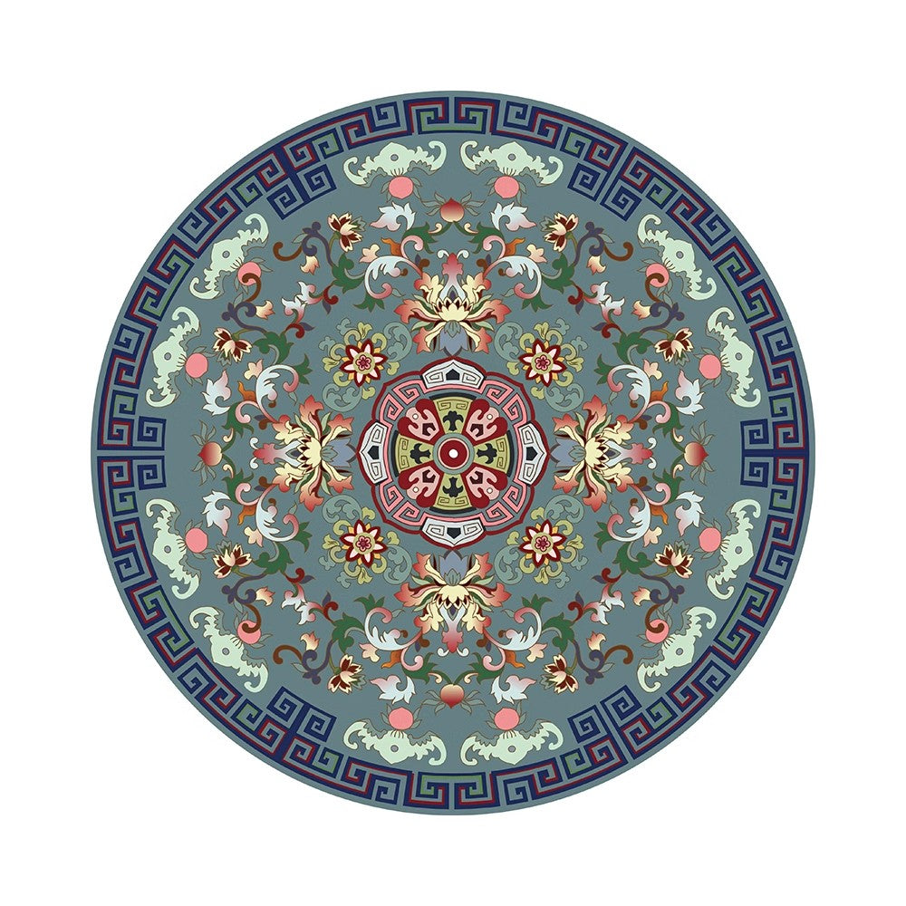 Retro Round Floor Mat Home Room Anti Slip Mat Home Decoration Style 3