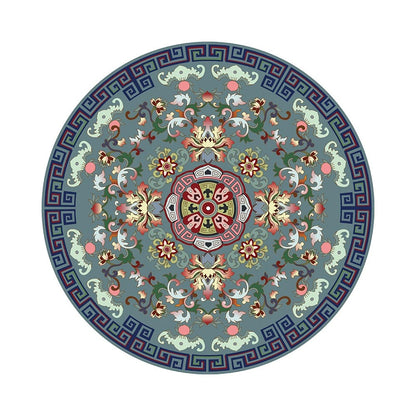 Retro Round Floor Mat Home Room Anti Slip Mat Home Decoration Style 3