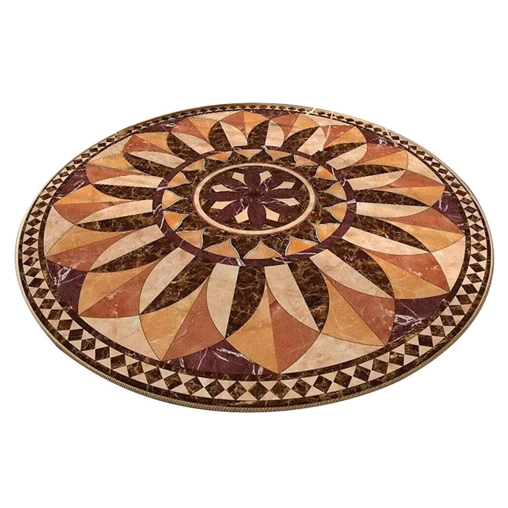 Retro Round Floor Mat Home Room Anti Slip Mat Home Decoration Style 5