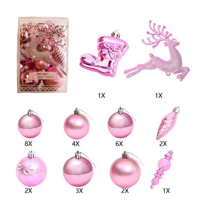 2set Christmas Tree Ornaments Set Tree for Xmas Wreath Tree Decor Blue Pink