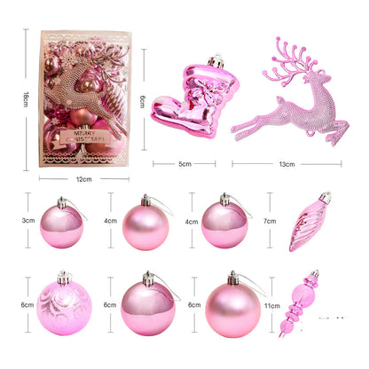 2set Christmas Tree Ornaments Set Tree for Xmas Wreath Tree Decor Blue Pink