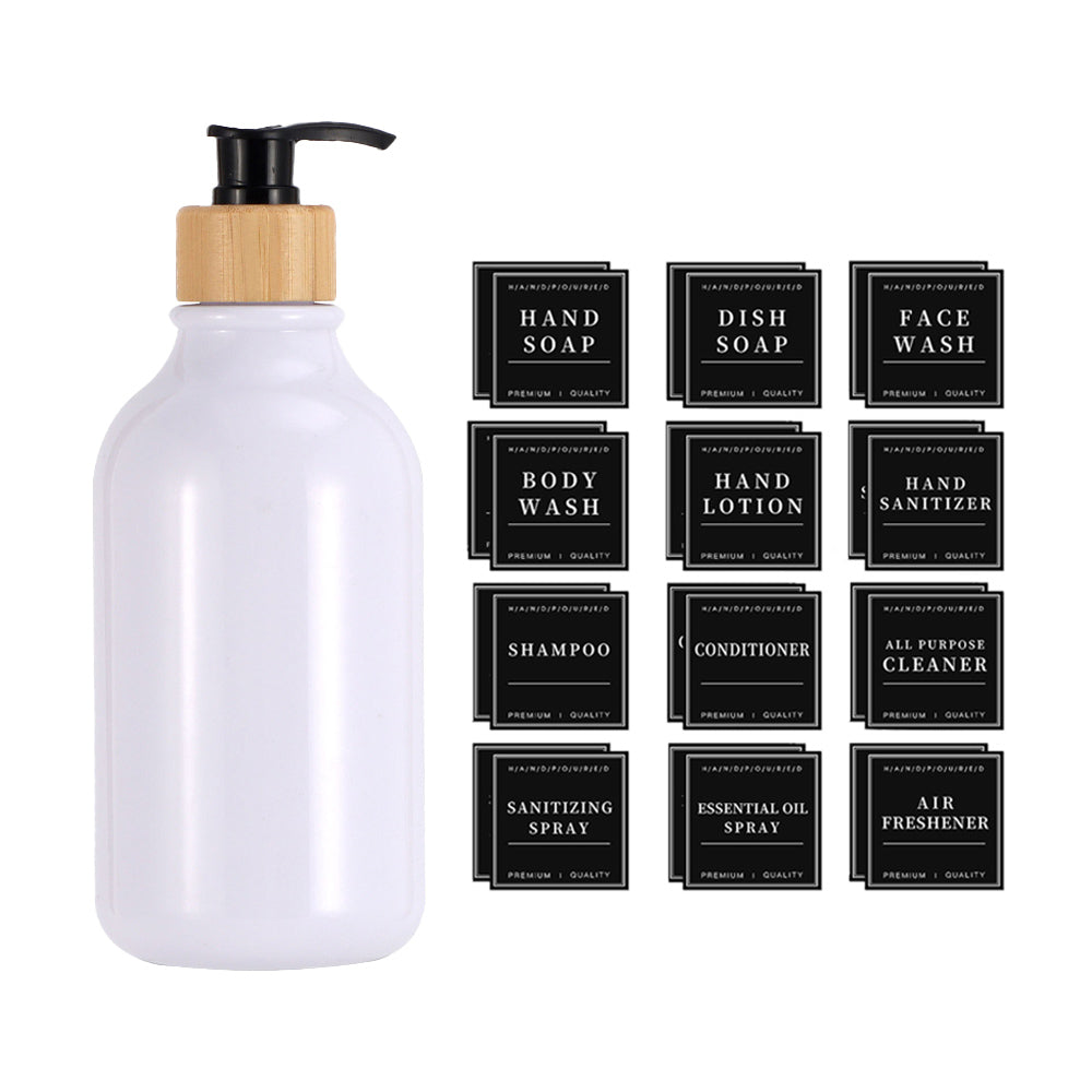 Empty Plastic Pump Bottles Dispenser Portable Refillable Bottle Lotion Shampoo Container-White and Storage label