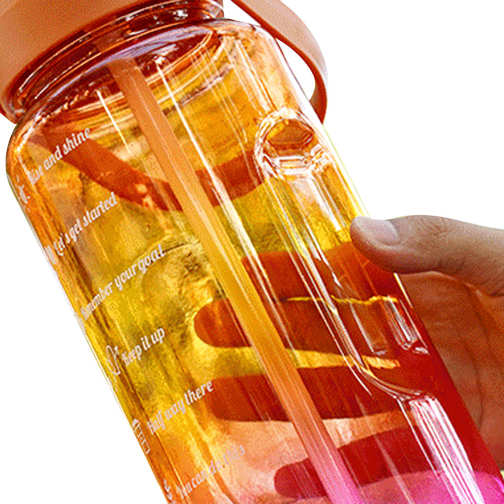 3-Piece Set Motivational Water Bottles Set Sports Drinking Bottle with Time Markings Pink