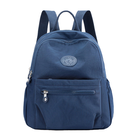 Small Nylon Ladies Travel Backpacks Women Shopping Backpack Dark Blue