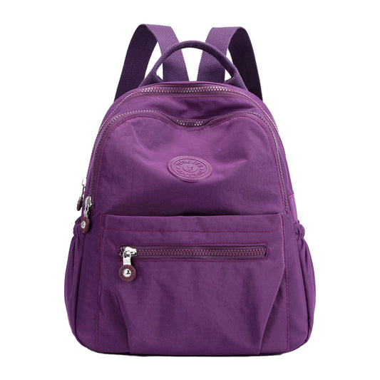 Small Nylon Ladies Travel Backpacks Women Shopping Backpack Purple