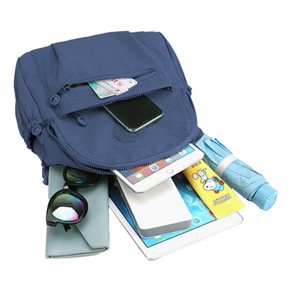 Small Nylon Ladies Travel Backpacks Women Shopping Backpack Dark Blue