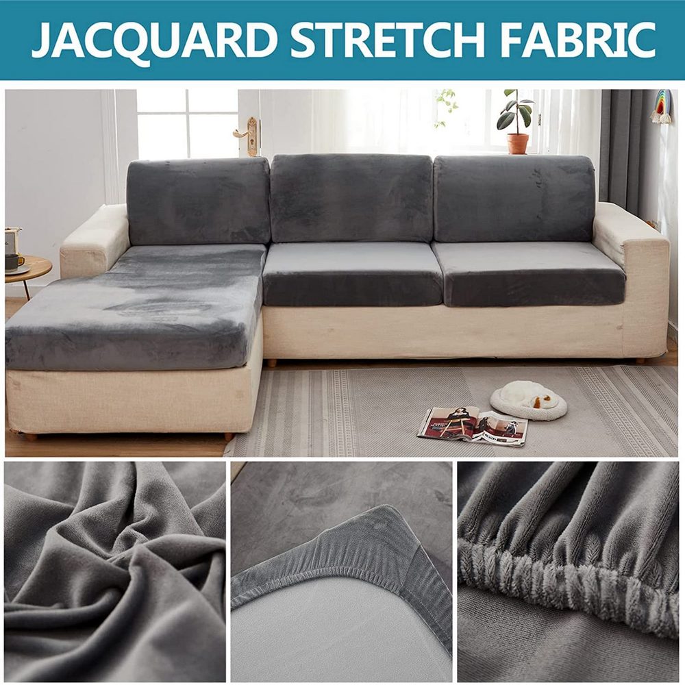 Stretch Velvet Sofa Protector Cover Black