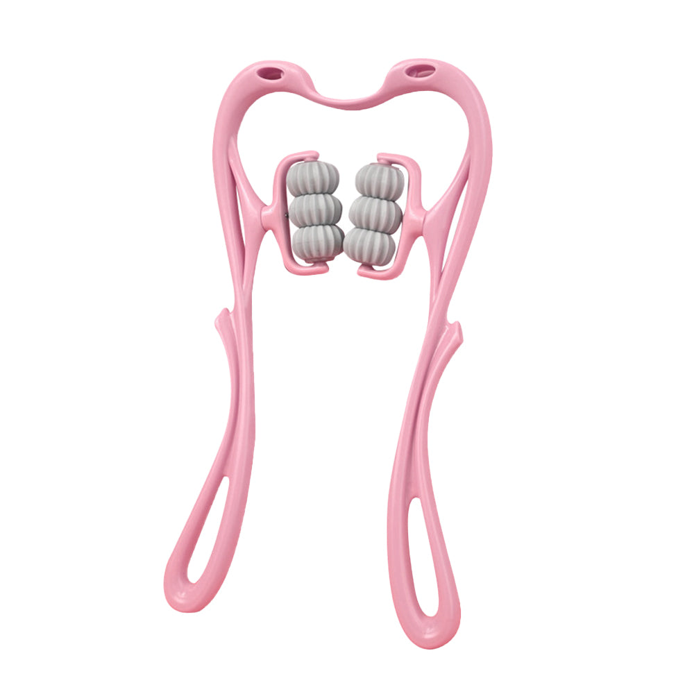 Neck Massager Handheld Shoulder Roller Massager with 6 Balls for Neck Arms Legs -Pink