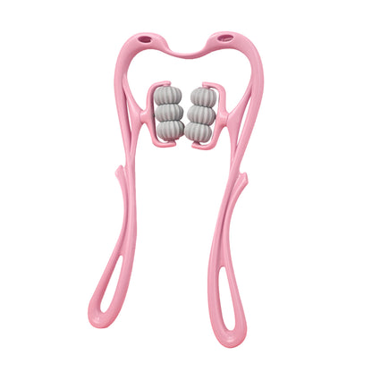 Neck Massager Handheld Shoulder Roller Massager with 6 Balls for Neck Arms Legs -Pink