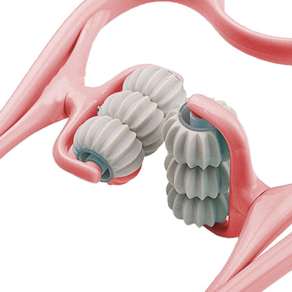 Neck Massager Handheld Shoulder Roller Massager with 6 Balls for Neck Arms Legs -Pink