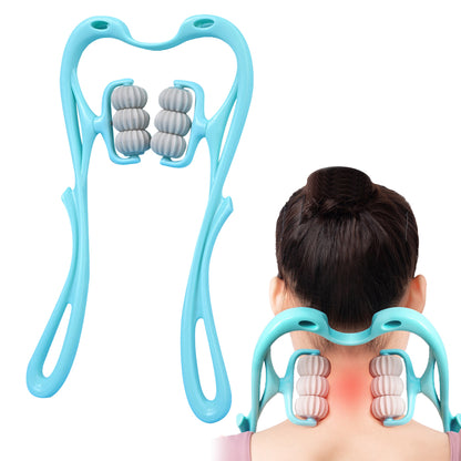 Neck Massager Handheld Shoulder Roller Massager with 6 Balls for Neck Arms Legs -Blue