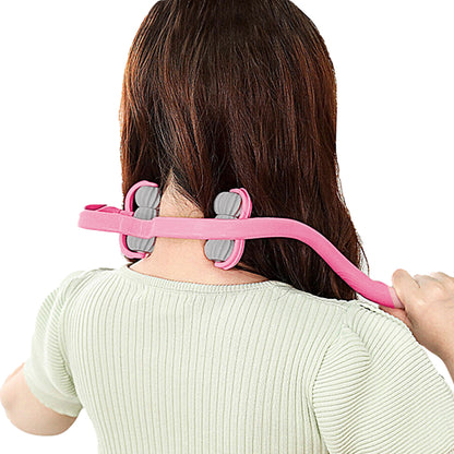 Neck Massager Handheld Shoulder Roller Massager with 6 Balls for Neck Arms Legs -Pink