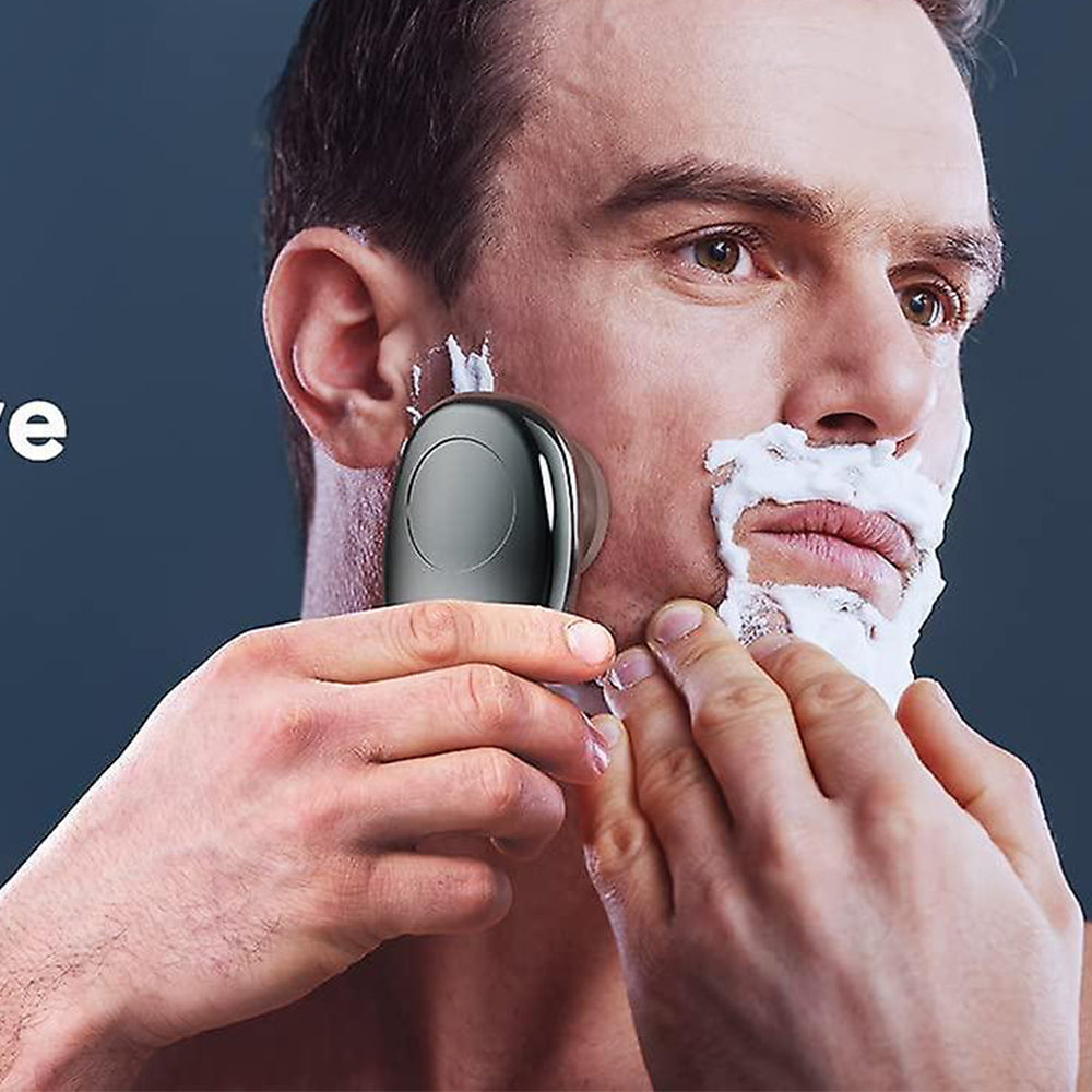 2pcs Mini Shaver Portable Electric Shaver Upgrade Rechargeable Pocket Razor for Men -Black and Silver