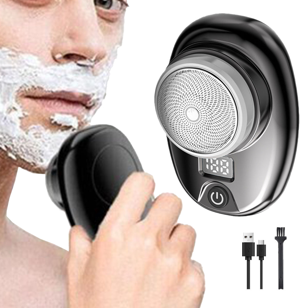 2pcs Mini Shaver Portable Electric Shaver Upgrade Rechargeable Pocket Razor for Men -Black and Silver