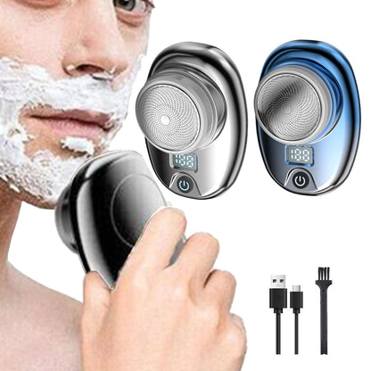 2pcs Mini Shaver Portable Electric Shaver Upgrade Rechargeable Pocket Razor for Men -Blue and Silver