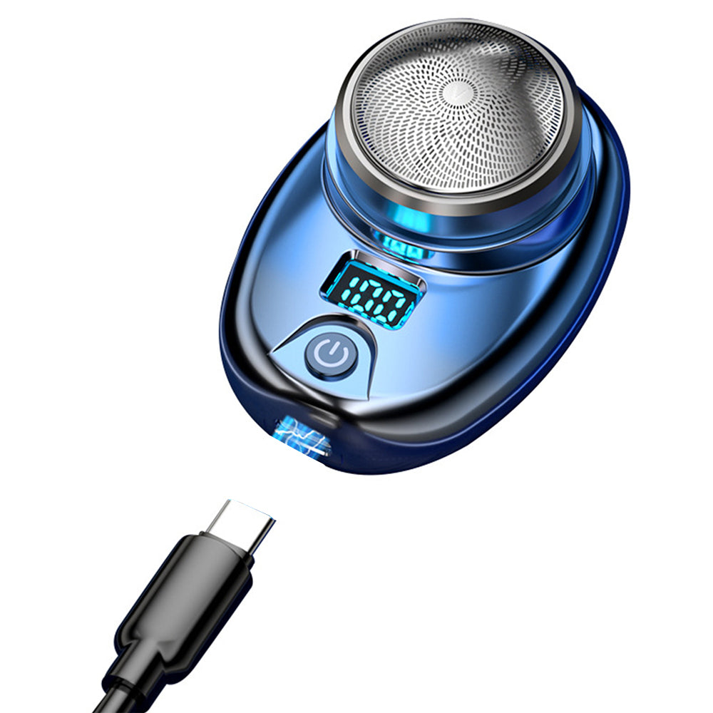 2pcs Mini Shaver Portable Electric Shaver Upgrade Rechargeable Pocket Razor for Men -Blue and Silver