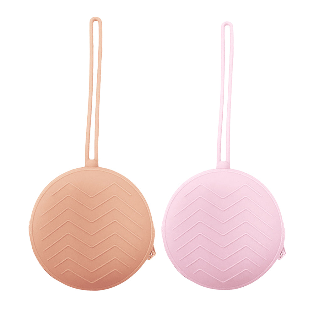 2Pcs Portable Silicone Pacifier Holder Case Baby Pacifiers Pouch Container Apricot and Pink