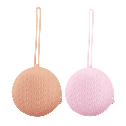 2Pcs Portable Silicone Pacifier Holder Case Baby Pacifiers Pouch Container Apricot and Pink