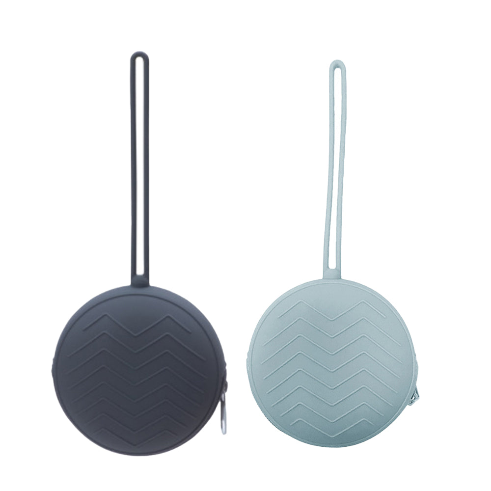 2Pcs Portable Silicone Pacifier Holder Case Baby Pacifiers Pouch Container Grey and Blue