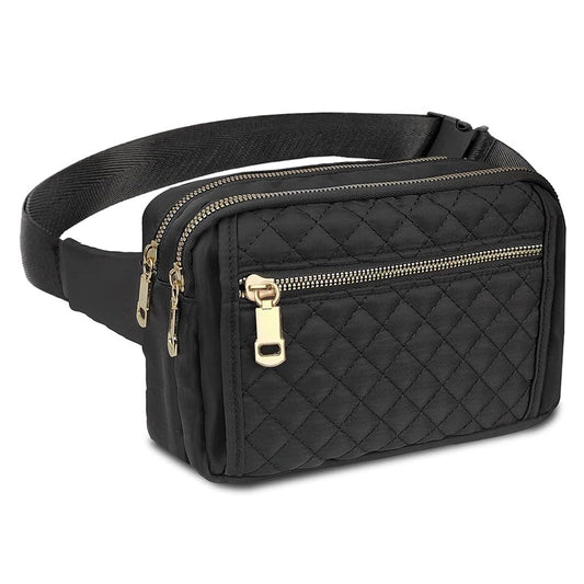 Travel Fanny Packs Crossbody Bags Waist Bags for Hiking Cycling Running Black