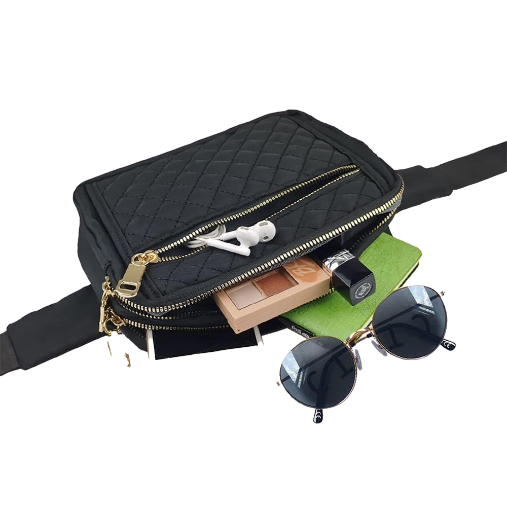 Travel Fanny Packs Crossbody Bags Waist Bags for Hiking Cycling Running Black