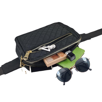Travel Fanny Packs Crossbody Bags Waist Bags for Hiking Cycling Running Black