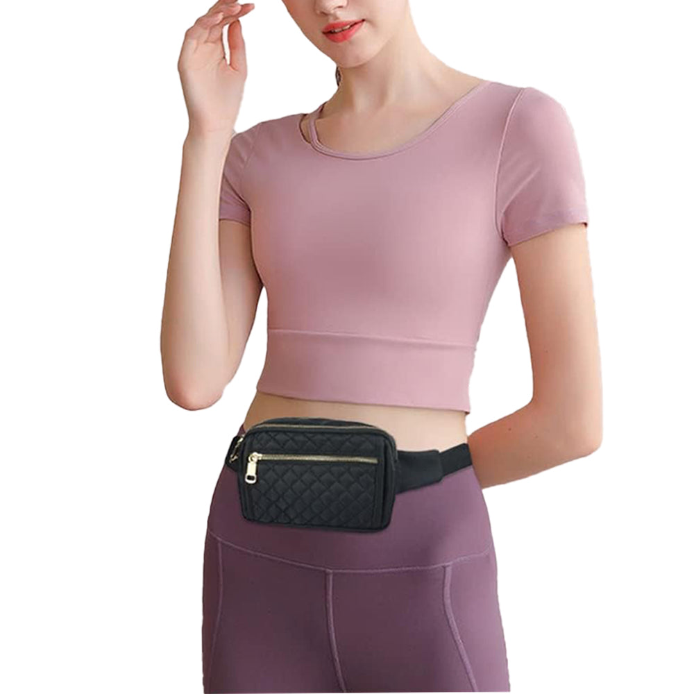 Travel Fanny Packs Crossbody Bags Waist Bags for Hiking Cycling Running Black