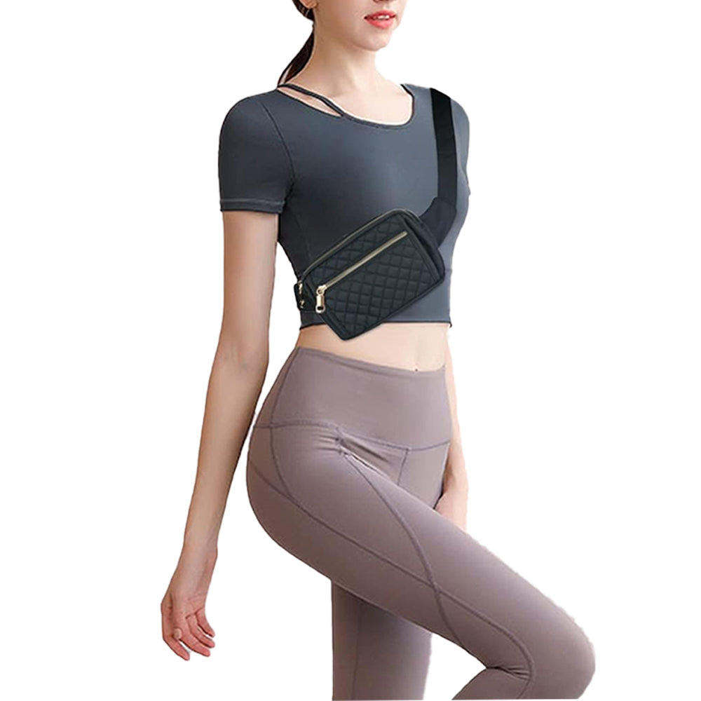 Travel Fanny Packs Crossbody Bags Waist Bags for Hiking Cycling Running Black