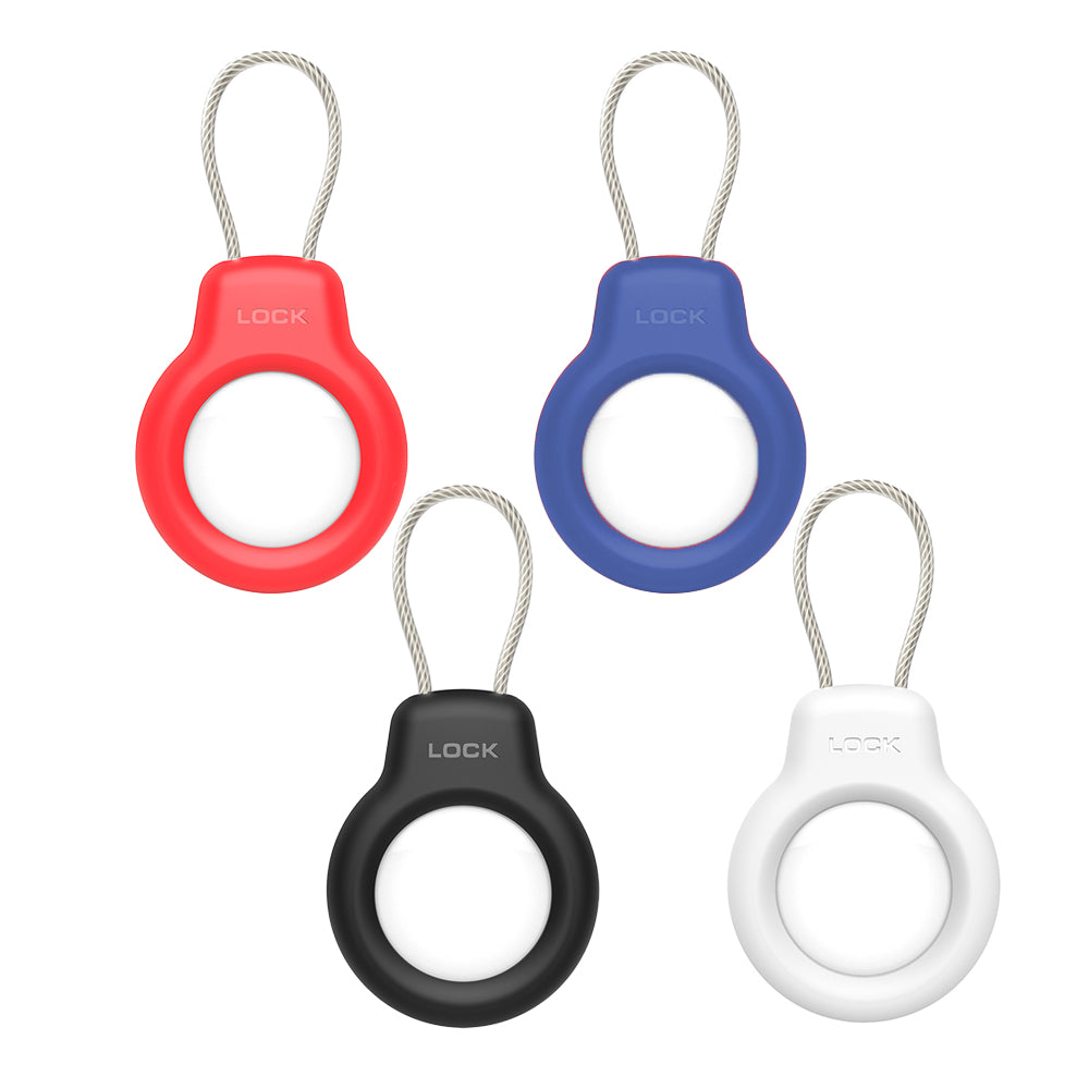 4 Piece Compatible with Apple AirTag Secure Holder - Black Blue Red White