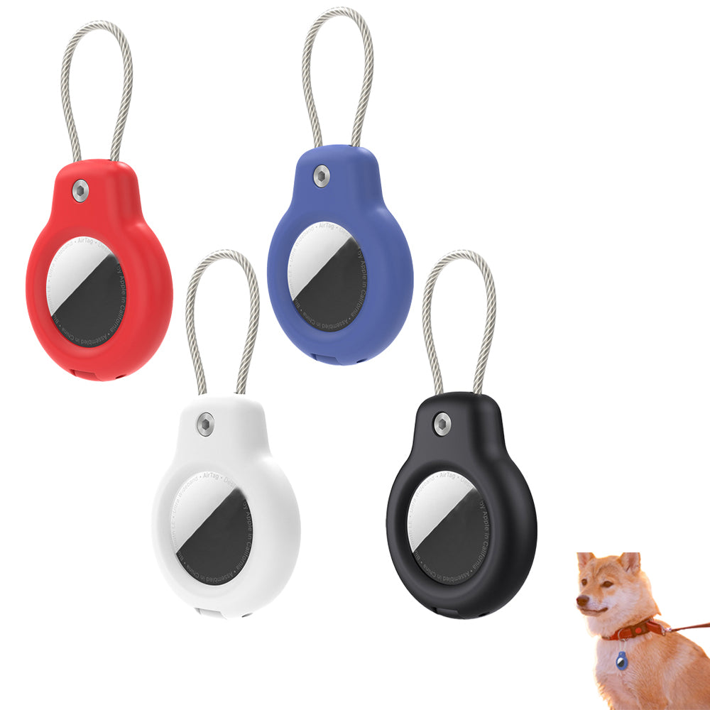 4 Piece Compatible with Apple AirTag Secure Holder - Black Blue Red White