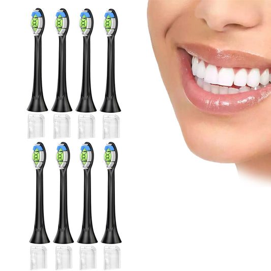 8Pcs Replacement Electric Toothbrush Heads Compatible with Philips Black