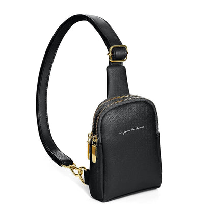 Unisex PU Sling Bag Fanny Pack Chest Pack Crossbody Bag Black