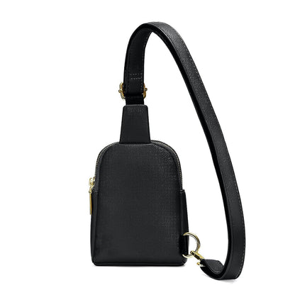 Unisex PU Sling Bag Fanny Pack Chest Pack Crossbody Bag Black